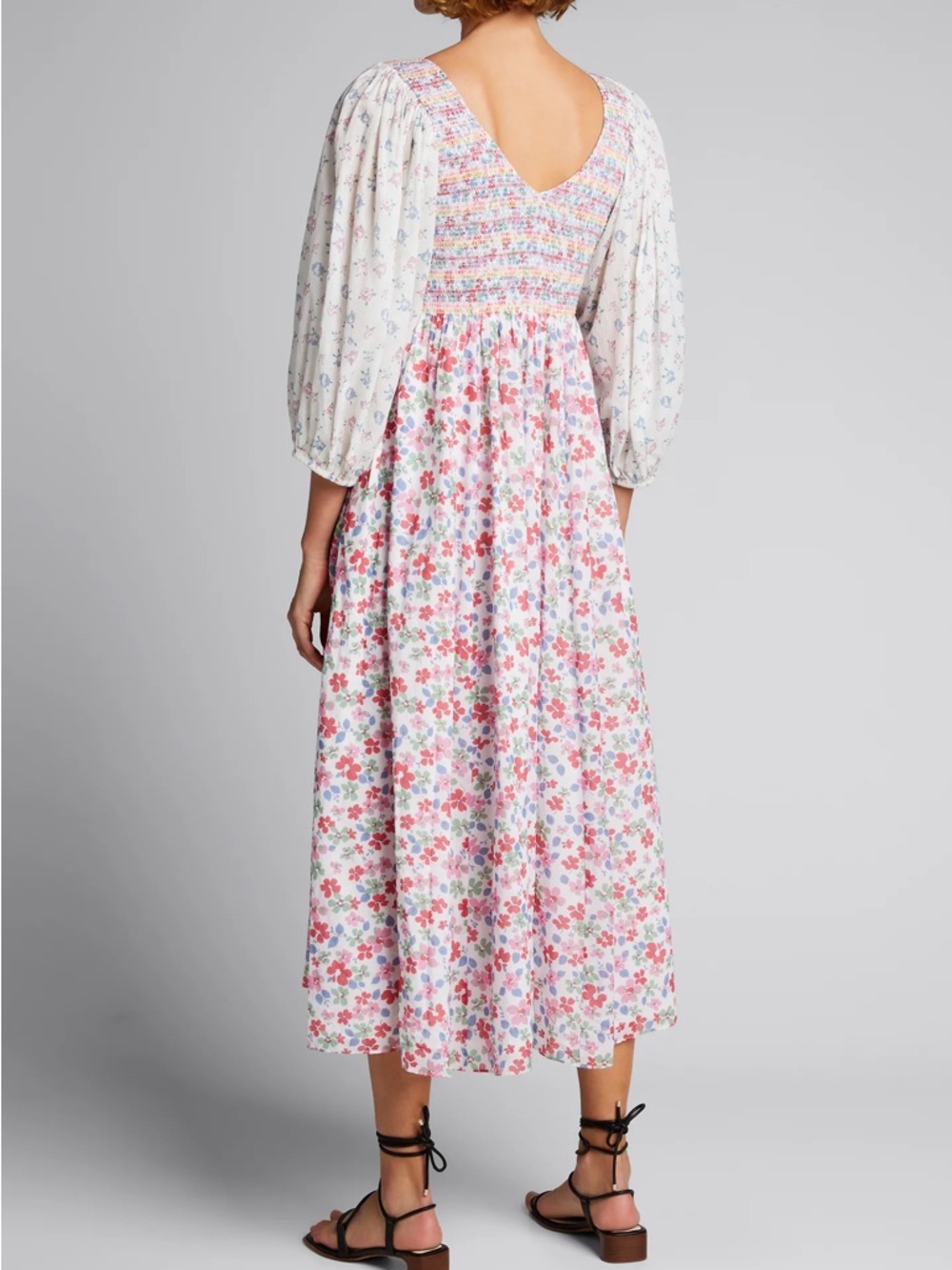 LoveShackFancy Pink Floral Smocked Maxi Dress - Picture 5 of 5